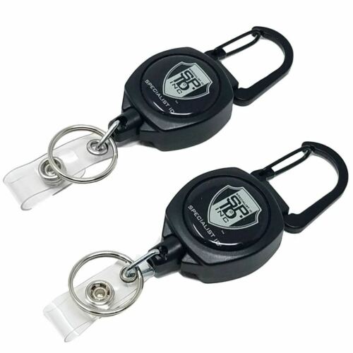 2 Heavy Duty Retractable Badge Reels W/ Id Holder Strap & Keychain Specialist Id