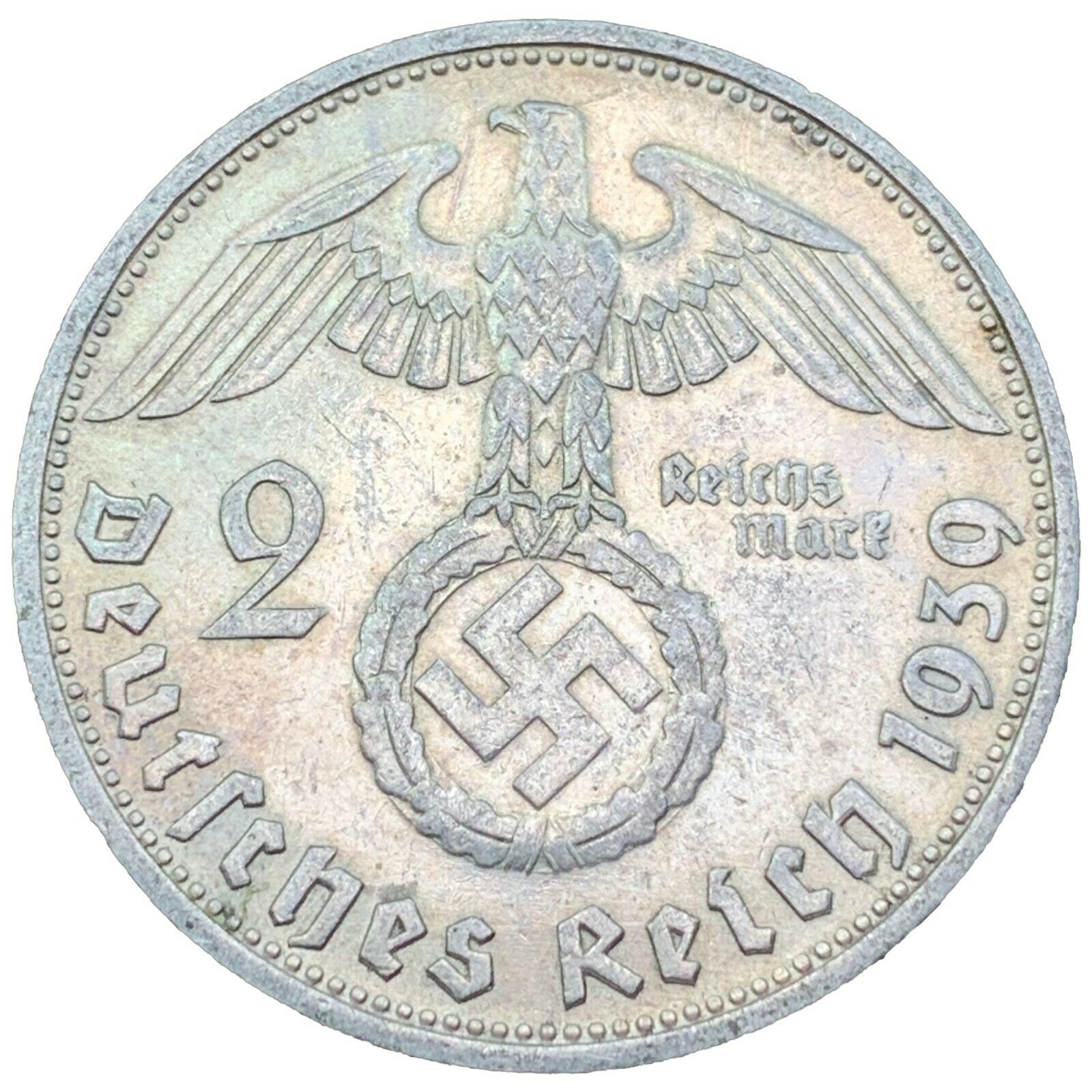 Rare Third Reich Ww2 German 2 Reichsmark Hindenburg Silver Coin Buy 3 Get 1 Free