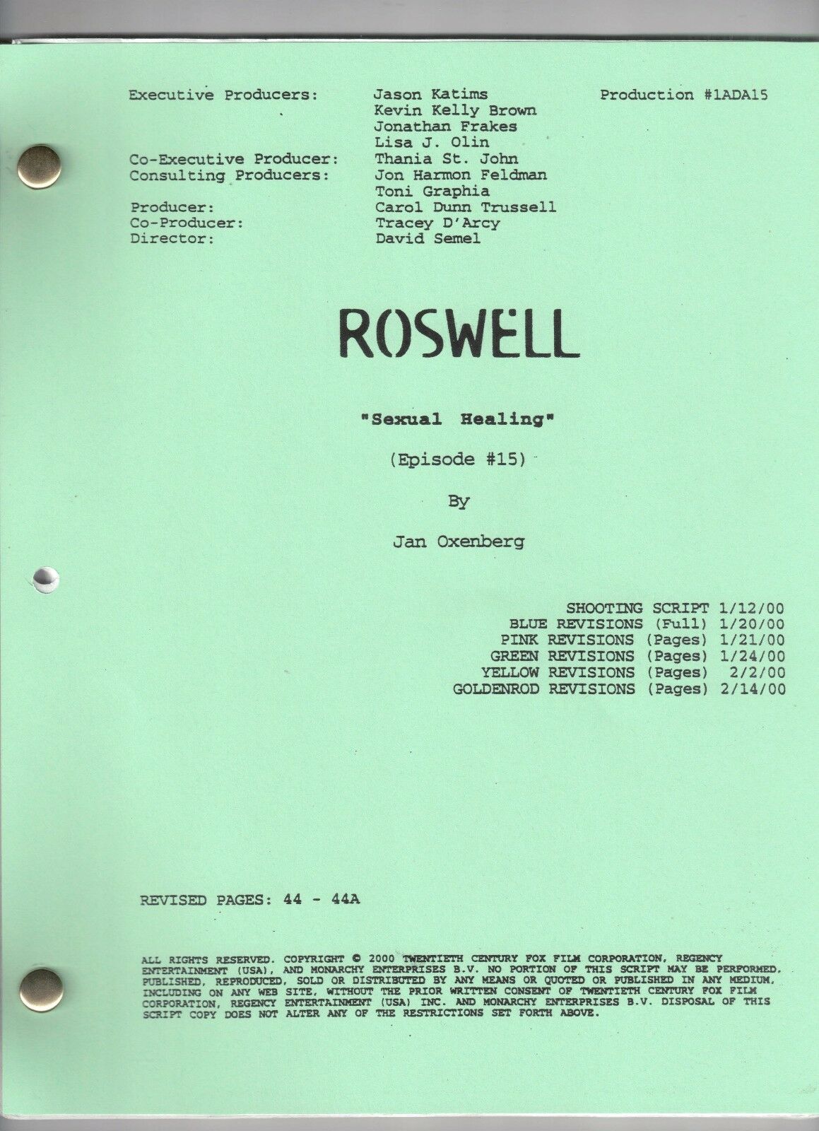 Roswell Show Script "sexual Healing"