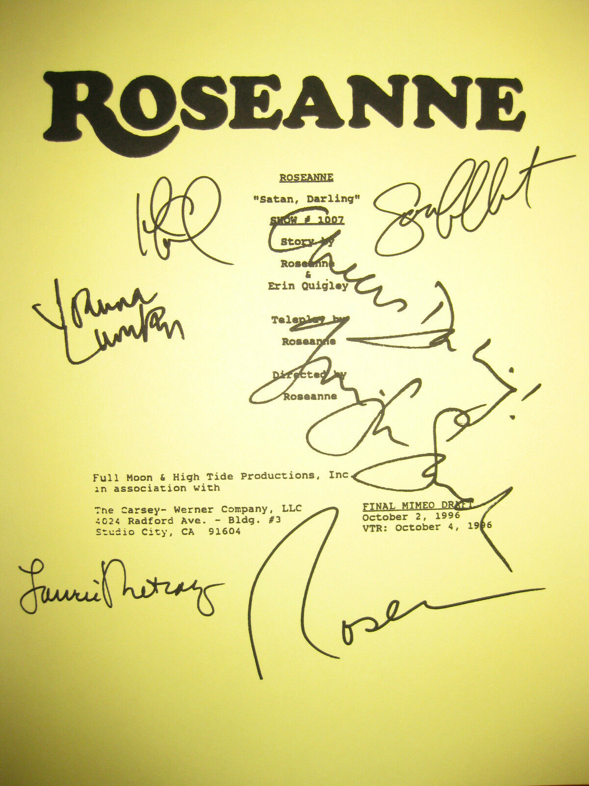 Roseanne Signed Tv Script X6 Absolutely Fabulous Goodman Lumley Saunders Reprint