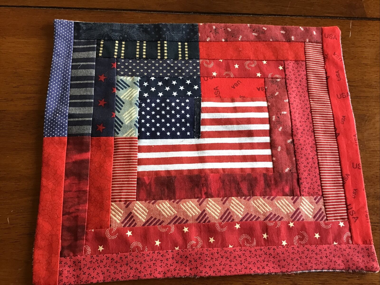 Quilted Patriotic Table Topper 13” X 11"