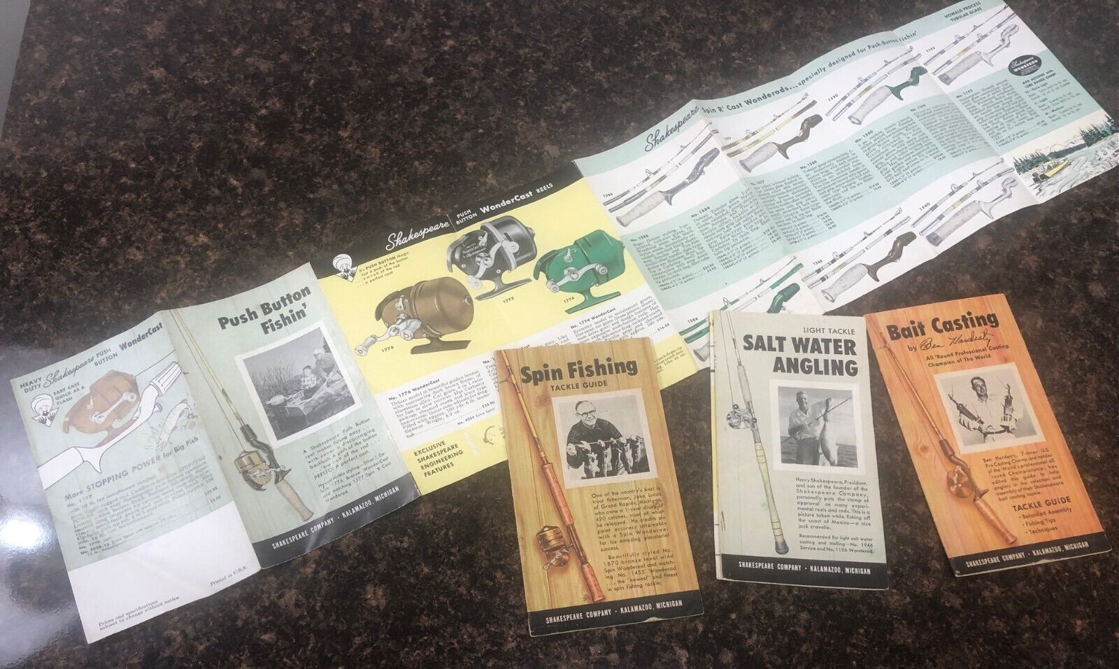 Shakespeare Fishing Brochures (lot Of Four) Kalamazoo Michigan