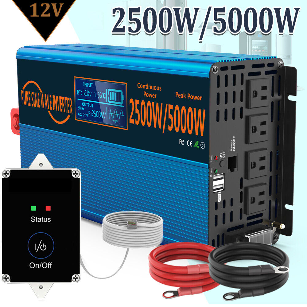 Generator Power Inverter Pure Sine Wave Solar Dc 12v 110v 5000w 2500w Off Grid