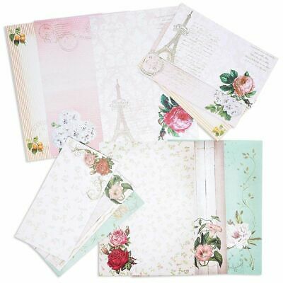 60 Sheets One Sided Vintage Floral Letter Stationery 10.2x7.25"+30 Envelopes