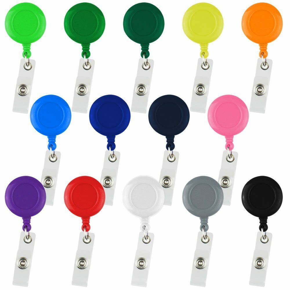 Assorted Color Retractable Badge Reels Id Key Card Name Tag Holders Belt Clip