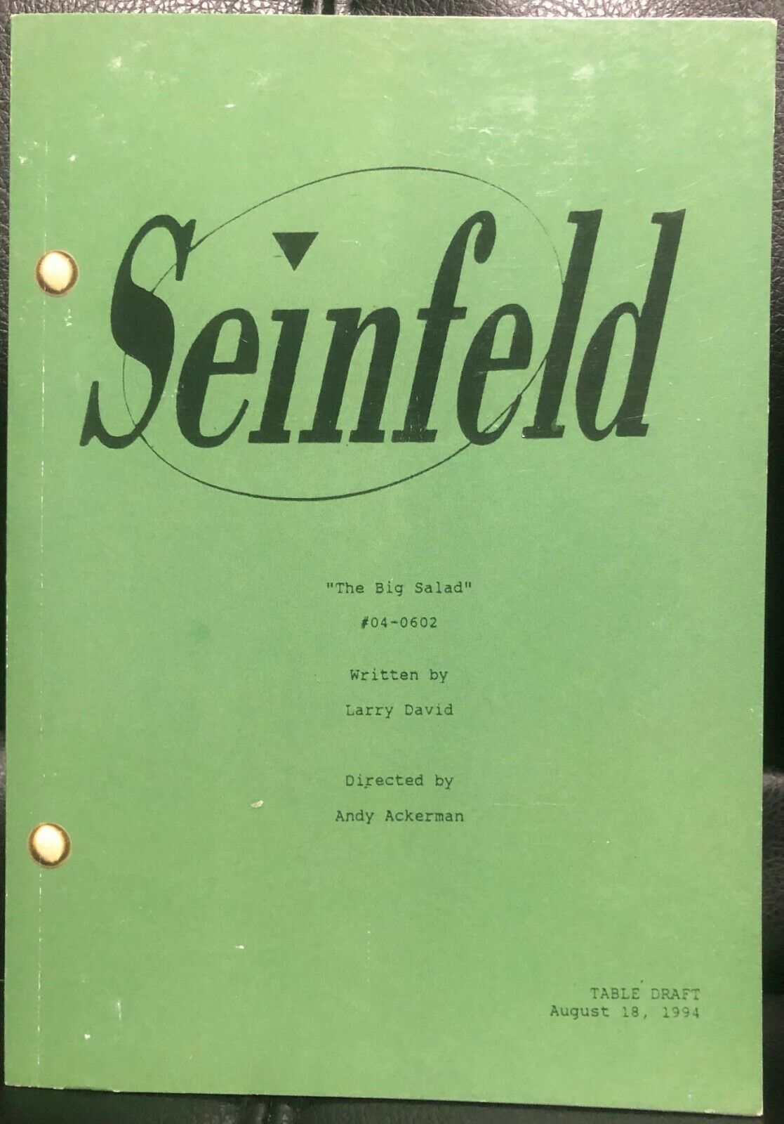 Seinfeld "the Big Salad" #04-0602 Table Draft (script Book)